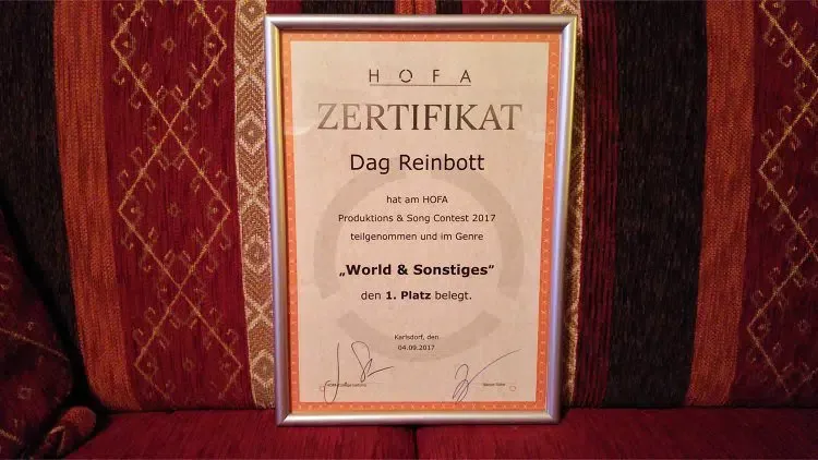Hofa Certificate 2017 - Dag Reinbott